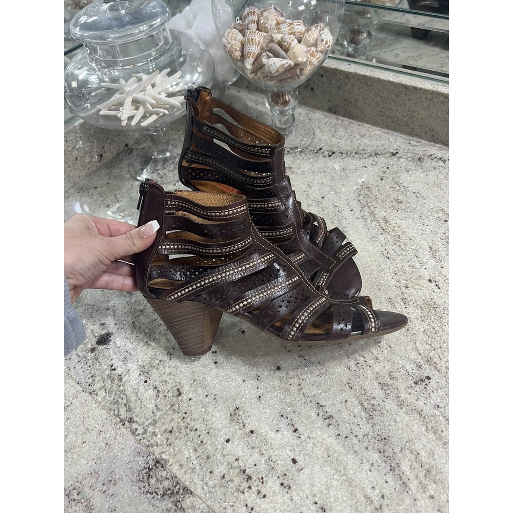 Pikolinos Womens Java Brown T-Strap Heels EUR 39 US 8 Cutout Sandals